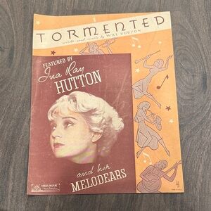 TORMENTED Sheet Music Cover Featuring Ina Ray Hutton - Orange and Brown Home Art